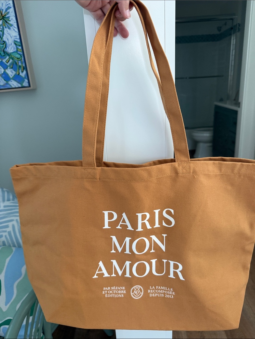 Sézane Paris Mon Amour Caramel Light Brown Tote Bag